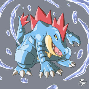 Feraligatr Unleashing His Water Power Wallpaper