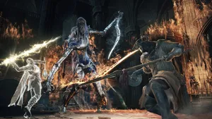 Ferocious Battle With The Dark Souls Boss Wallpaper