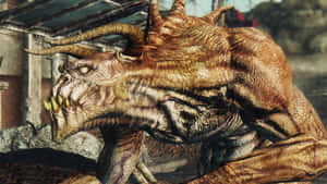 Ferocious Deathclaw Creature In A Post-apocalyptic Wasteland Wallpaper