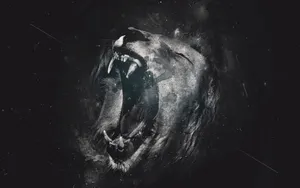 Ferocious Lion Roaringin Space Wallpaper