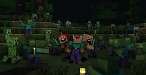Ferocious Minecraft Zombie Approaching In The Night Wallpaper