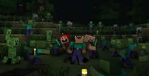 Ferocious Minecraft Zombie Approaching In The Night Wallpaper