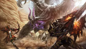 Ferocious Monster Showdown In Monster Hunter Wallpaper