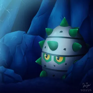 Ferroseed Sitting On Rocks Wallpaper