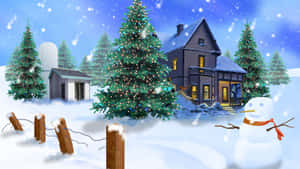 Festive 3d Christmas Scene Wallpaper