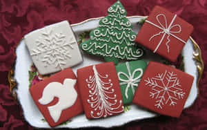 Festive Christmas Cookies Decorated Wallpaper