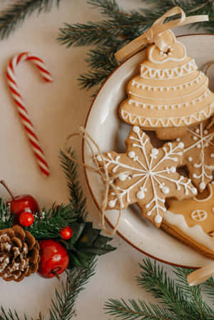 Festive Christmas Cookies Decoration Wallpaper