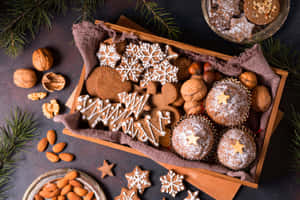 Festive Christmas Cookiesand Nuts Wallpaper