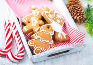 Festive Christmas Gingerbread Cookies Wallpaper