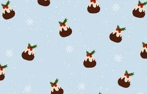 Festive Christmas Pudding Pattern Wallpaper