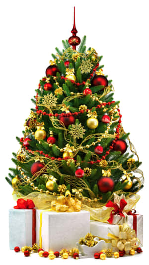 Festive Christmas Tree With Gifts.jpg Wallpaper