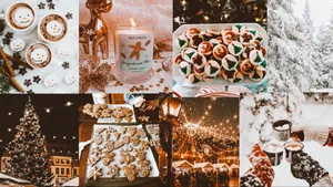 Festive Collage Christmas Mac Aesthetic Wallpaper