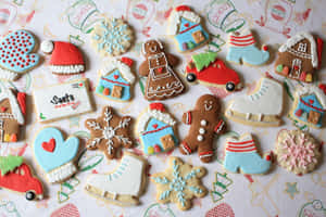 Festive Gingerbread Cookies Collection Wallpaper