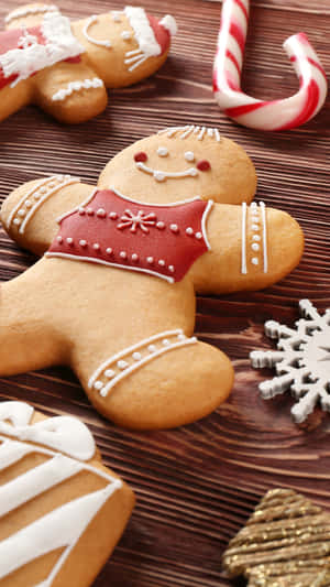 Festive Gingerbread Cookies Decoration Wallpaper