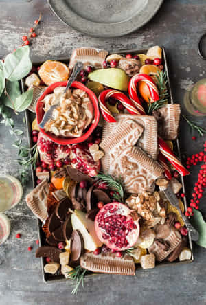 Festive Holiday Treats Platter Wallpaper
