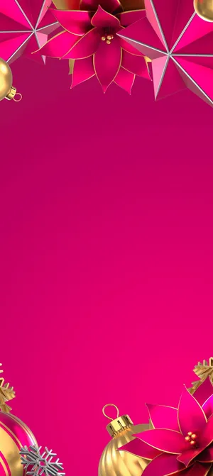 Festive Pink Backgroundwith Christmas Decorations Wallpaper