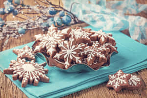 Festive Snowflake Gingerbread Cookies Wallpaper