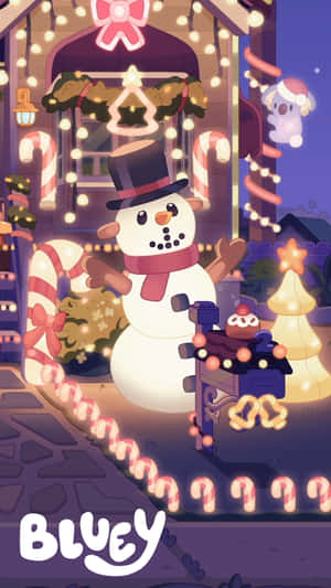 Festive Snowman Bluey Phone Wallpaper Wallpaper