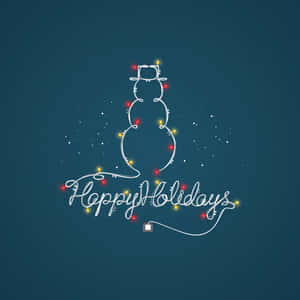 Festive Snowman Lights Holiday Greeting Wallpaper