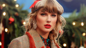 Festive Winter Fashion Taylor Swift Wallpaper