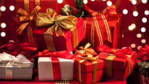 Festive Wrapped Gift Boxes Wallpaper