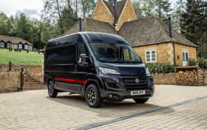 Fiat Ducato Black Van Parked Outdoors Wallpaper