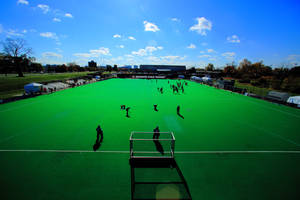 Field Hockey Green Panoramic Wallpaper