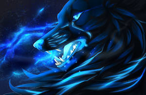 Fierce Blue Wolf Art Wallpaper