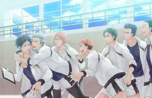 Fierce Fukurodani Volleyball Team On The Court Wallpaper