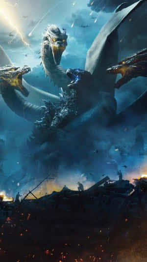 Fierce King Ghidorah Unleashed Wallpaper