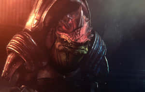 Fierce Krogan Warrior, Grunt, Ready For Action In Mass Effect Wallpaper