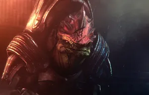 Fierce Krogan Warrior, Grunt, Ready For Action In Mass Effect Wallpaper