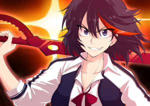 Fierce Ryuko Matoi In Action Wallpaper