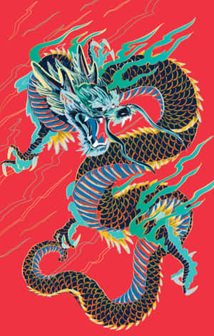 Fierce Samurai Facing A Mystical Dragon Wallpaper