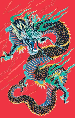 Fierce Samurai Facing A Mystical Dragon Wallpaper