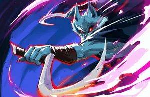 Fierce Sword Wielding Cat Fantasy Art Wallpaper
