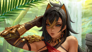 Fierce Warriorin Jungle Backdrop Wallpaper