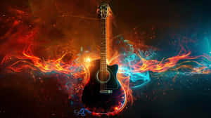 Fiery_ Abstract_ Guitar_ Artwork Wallpaper