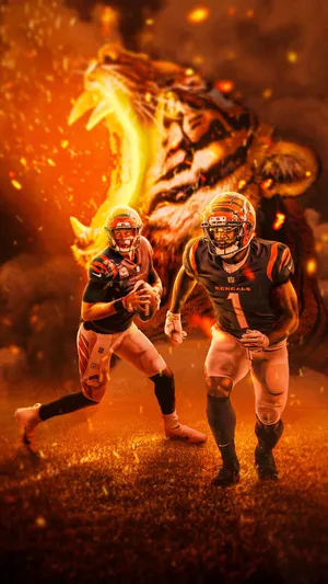 Fiery_ Bengals_ Duo_with_ Tiger_ Background Wallpaper