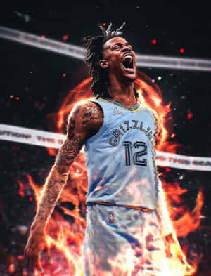 Fiery Celebration Basketball Player Wallpaper