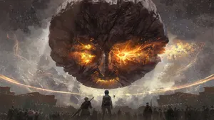 Fiery Cosmic Face Wallpaper