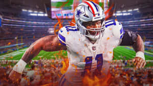 Fiery Dallas Cowboys Player Charging Forward Wallpaper