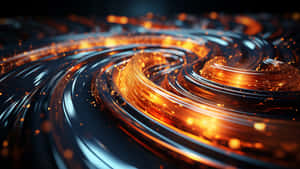 Fiery_ Digital_ Waves_ Abstract Wallpaper