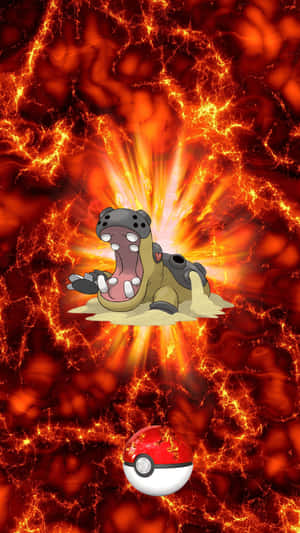 Fiery Explosion Of Hippowdon Wallpaper