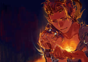 Fiery Eyed Fantasy Character Art Wallpaper