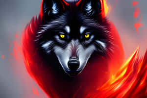 Fiery Eyed Wolf Artwork Wallpaper