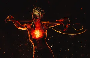 Fiery Fantasy Warrior Archer Wallpaper