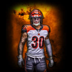 Fiery Football Player Number30 Wallpaper
