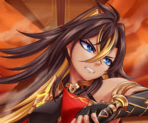 Fiery Gaze Anime Warrior Wallpaper