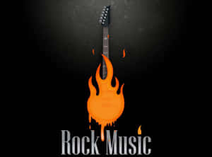 Fiery Guitar Rock Music Concept Wallpaper